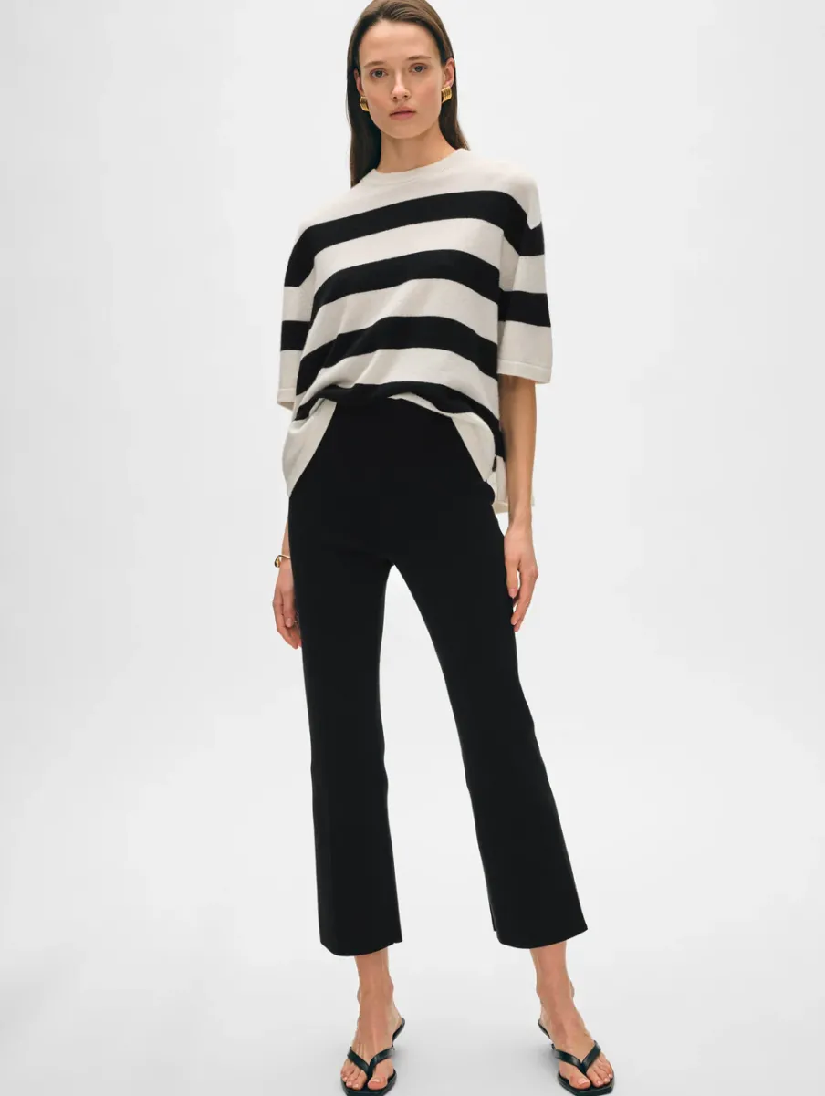 Online White + Warren superfine organic cotton kick flare pant Black