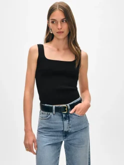 Fashion White + Warren superfine organic cotton tank Black