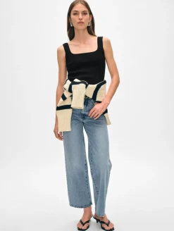 Fashion White + Warren superfine organic cotton tank Black