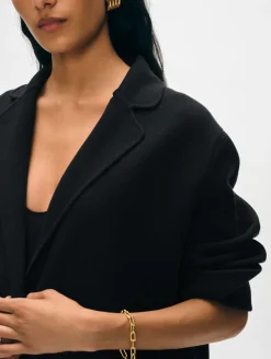 New White + Warren superfine organic cotton oversized blazer Black