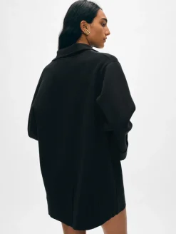 New White + Warren superfine organic cotton oversized blazer Black
