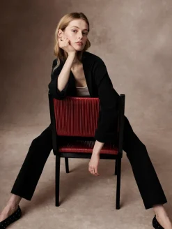 New White + Warren superfine organic cotton oversized blazer Black
